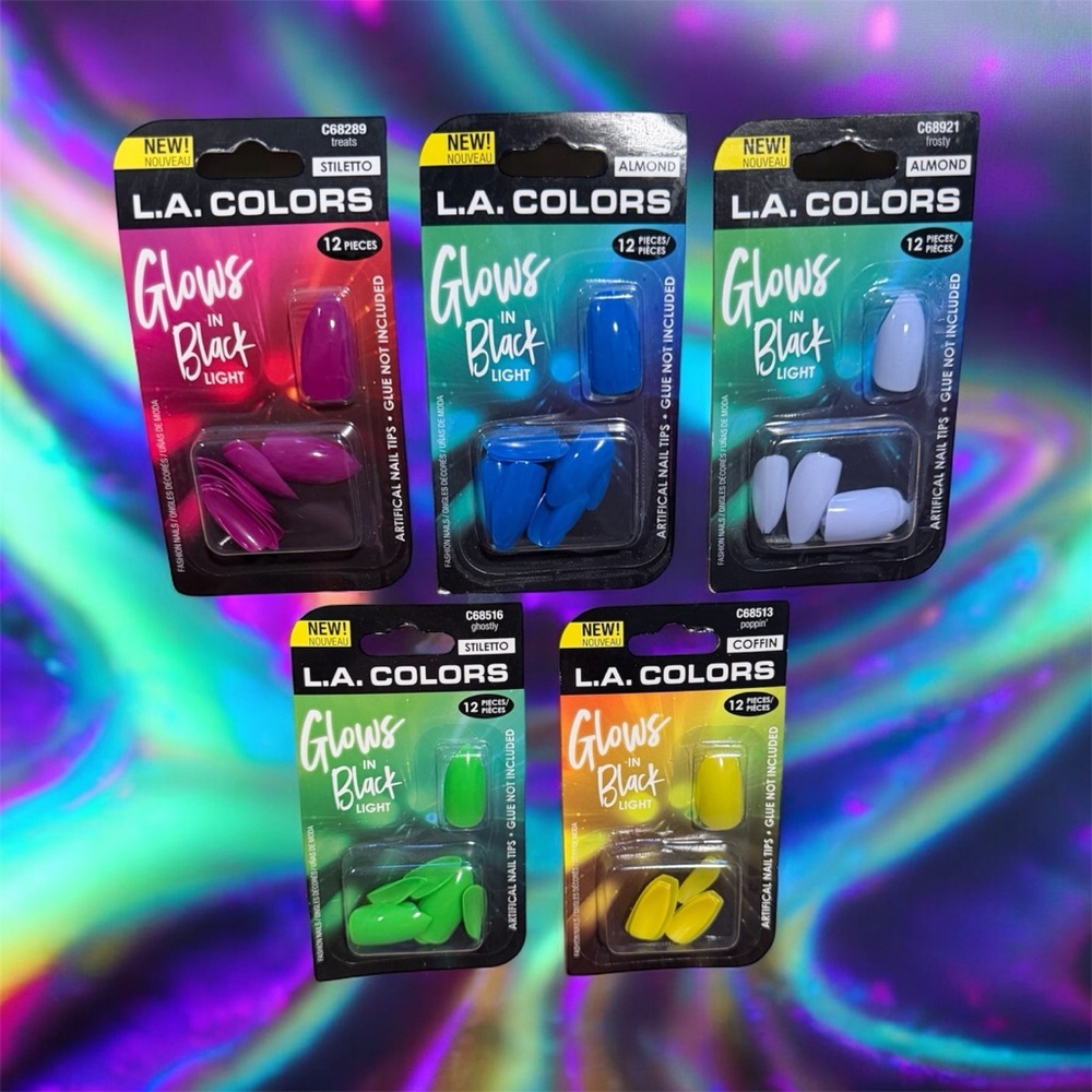 Neon Black Light Press On Nails Set